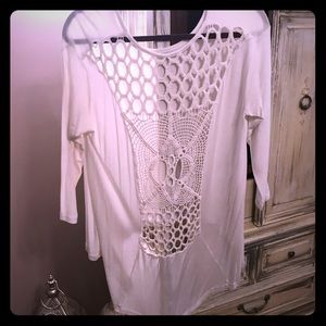White cutout back blouse